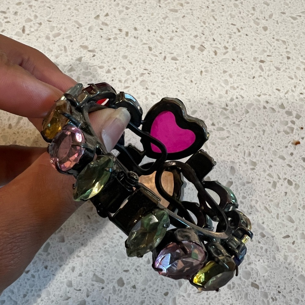 Chunky Multicolor Gemstone Bangle Bracelet Y2k 90s - image 3